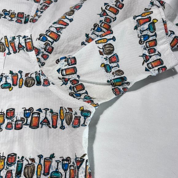 Tommy Bahama Button Shirt L Cocktail Print Short Sleeve Casual Beachwear Summer - Picture 7 of 13
